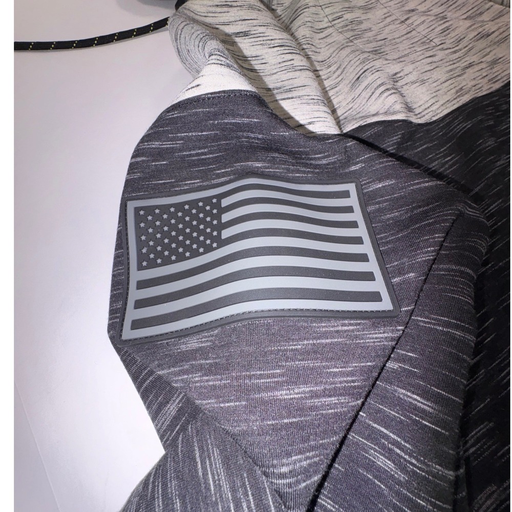 Freedom Industries Mens Space Dye Full Zip Hoodie American Flag Grey Neon Small - Picture 6 of 7